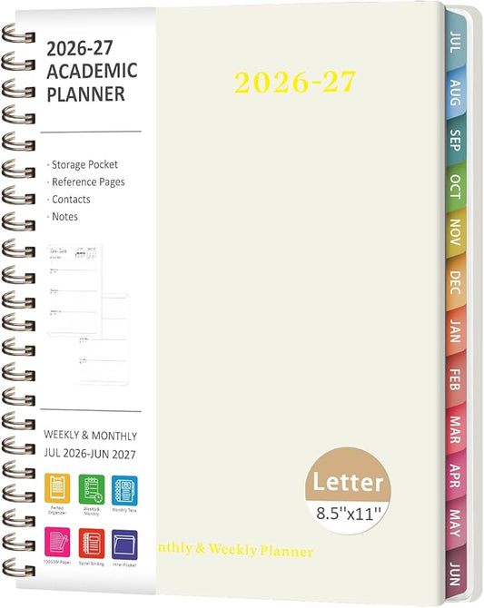 Planner 2026-2027, Weekly and Monthly Academic Year Calendar Planner, July 2026 - June 2027, Daily Agenda Book for Office School Supplies, Letter Size(8.5'' x 11'')