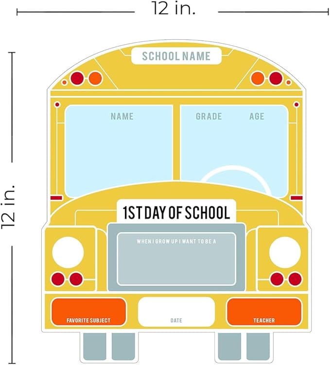School Bus First and Last Day Sign Set / 12" x 12" Reusable Whiteboard Photo Props/Back to School Classroom Dry Erase Signs