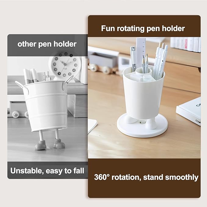 INSTOME Rotating Pen Holder,Cute Bow Pen Holder,Office Desk Accessories for Work, School,or Home