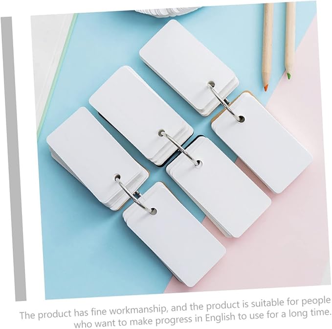 DOITOOL 8pcs Flash Cards Blank Memory Cards Binder Ring for Study Travel Office