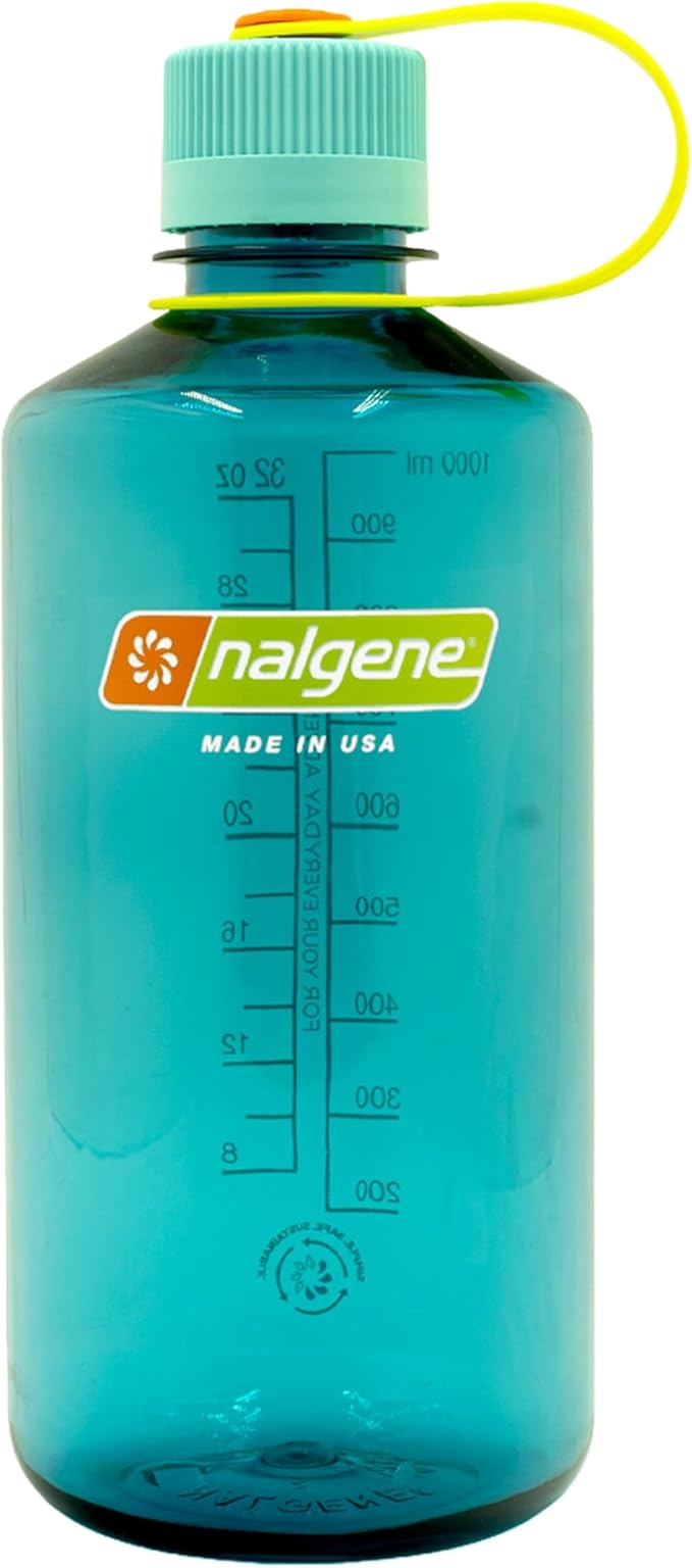 Nalgene 32 oz Narrow Mouth Water Bottle | BPA-Free, Durable & Leak Proof, Lightweight Bottle for Hiking, Gym & Travel, Cerulean