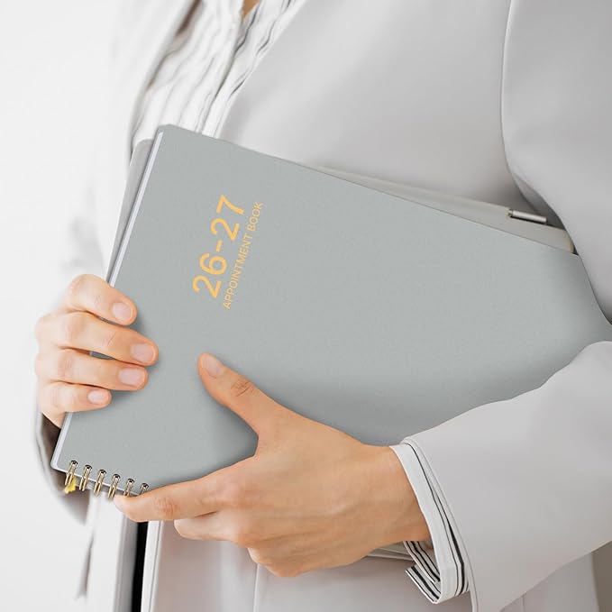 2026-2027 Appointment Book/Planner - Weekly & Monthly Planner, 9" x 11", Large, JUL. 2026 - JUN.2027, 30-Minute Interval, Daily Hourly Planner, Colorful Monthly Tabs, Inner Pocket, Grey