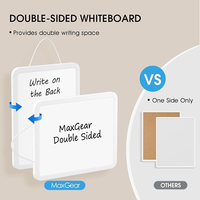 MaxGear Small Dry Erase Board 8.5x11 Inches, Double Sided Mini Whiteboard for Wall, Desk, Fridge, Includes 4 Markers and 2 Magnets, Smooth Dry-Erase Surface, Lightweight and Portable