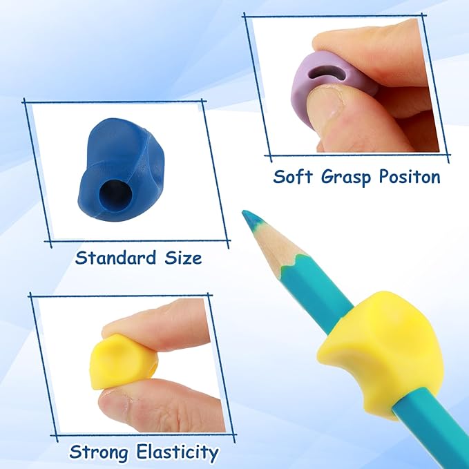 Ymapinc 7PCS Ergonomic Pencil Grippers, Soft Pen Grips for Comfort and Hand Fatigue Relief, Universal Fit for Pencils and Pens