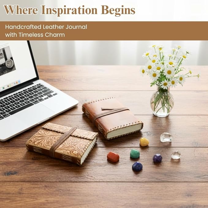 Leather Journal Notebook, Journal for Writing 200 Recycled Cotton Paper Page 6X8, Journal for Man & Women Gift for Man Artist, Travel Journey