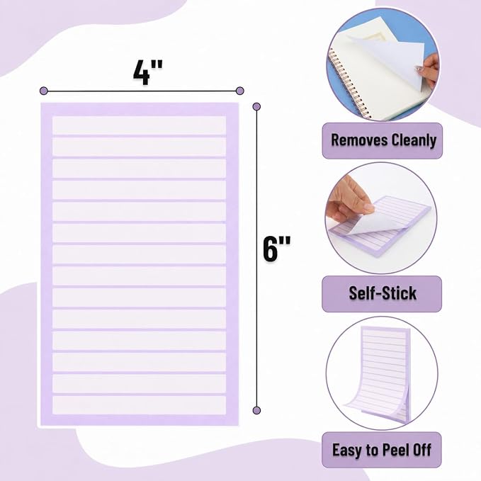 Mr. Pen- Lined Sticky Notes, 4" x 6", 6 Pads, 270 Sheets