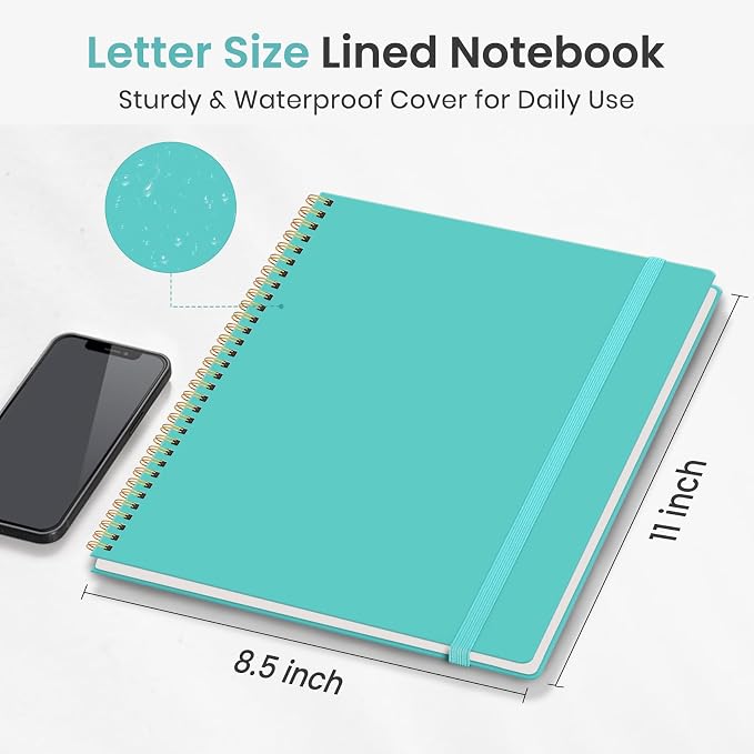 Taja Large Spiral Lined Notebook for Work, Journal for Women & Men
