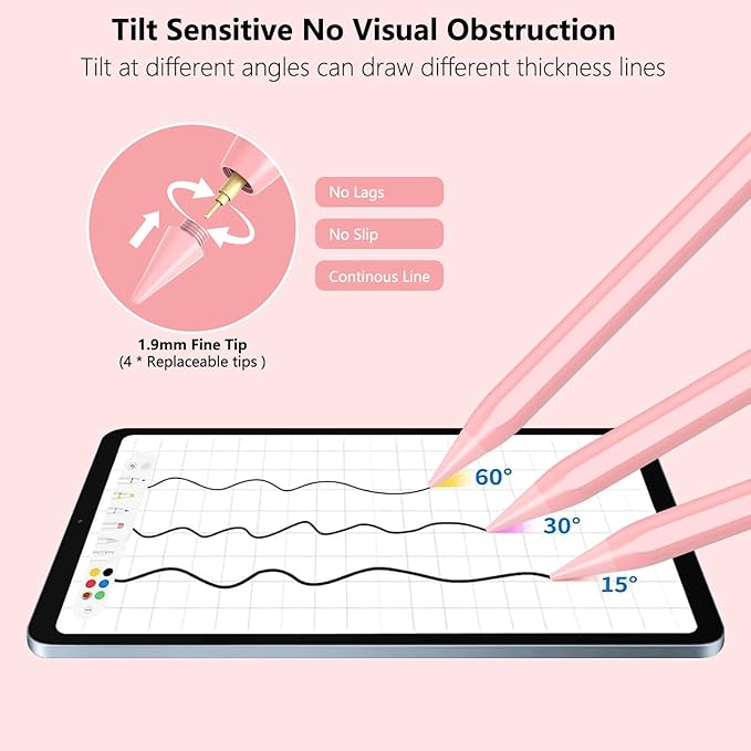 Stylus Pen for iPad 2018-2025 with Palm Rejection, Active Pencil for iPad 10th/9th/8th/7th/6th Gen, for iPad Pro 11/12.9 inch, for iPad Air 5th/4th/3th Gen, for iPad mini 6th/5th Gen (Rose Gold)