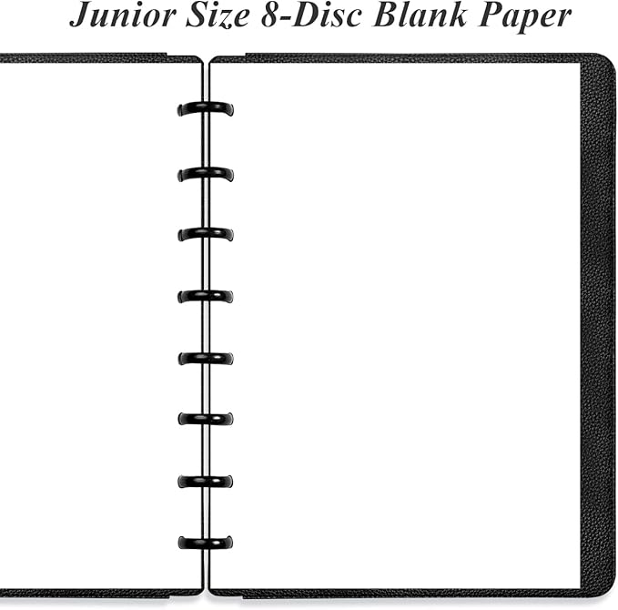 Junior Size Blank Refill Paper, A5 8-Disc Discbound Blank Filler Paper, 100Sheets / 200Pages Blank Paper, 100gsm White Paper, 5.8 x 8.3 in