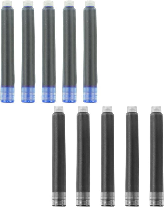 YUNCHUN 10PCS Fountain Pen Ink Refills, 2.6 mm Ink Cartridges Sets for Hongdian, Ink Pen Writing Supplies International Standard Ink Refills, Smooth Writing, Large Capacity and Easy Carry Black + Blue