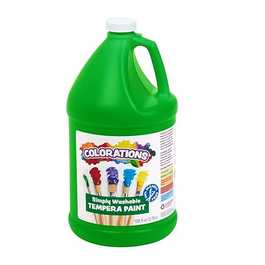 Colorations Paraben-Free Washable Tempera Paint for Kids - 1 Gallon Value Size. Vibrant Green. Non-Toxic and Made in The USA