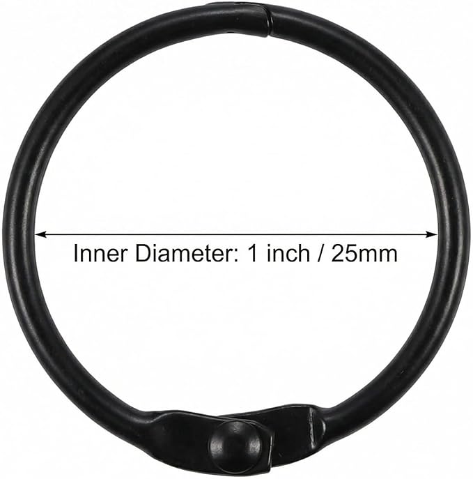 20 Pack 1 Inch Binder Rings, 2 Assorted Colors Loose Leaf Book Rings, Nickel Plated Metal Rings for Flash Cards, Index Cards, Key Rings, School Office Supplies (Black & White)