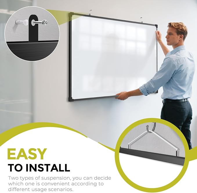 MaxGear Magnetic Dry Erase White Board, 36 X 24 Inches Double Sided Whiteboard, Black Aluminum Frame White Board for Wall, Hanging Planner Board with Dry Erase Marker for School Office Home