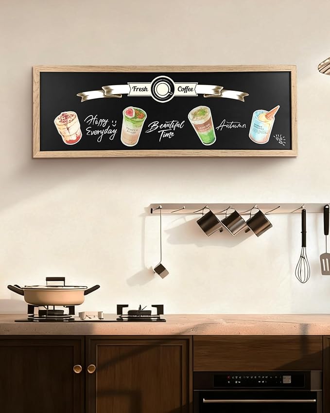 Magnetic Chalkboard for Wall, Long Chalk Board, Wall Hanging Menu for Restaurant, Food Truck, Kitchen, Chalk Board for Kitchen, Bar & Home Decor 11.8" x 35.4"