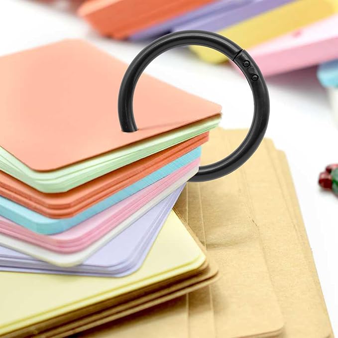 210 Pcs 1-1/2 Inch Plastic Binder Rings, Loose Leaf Binder Book Rings, Black Index Card Rings Binder Clip Rings for Flash Cards, Key Rings, Index Cards, Paper (40mm)