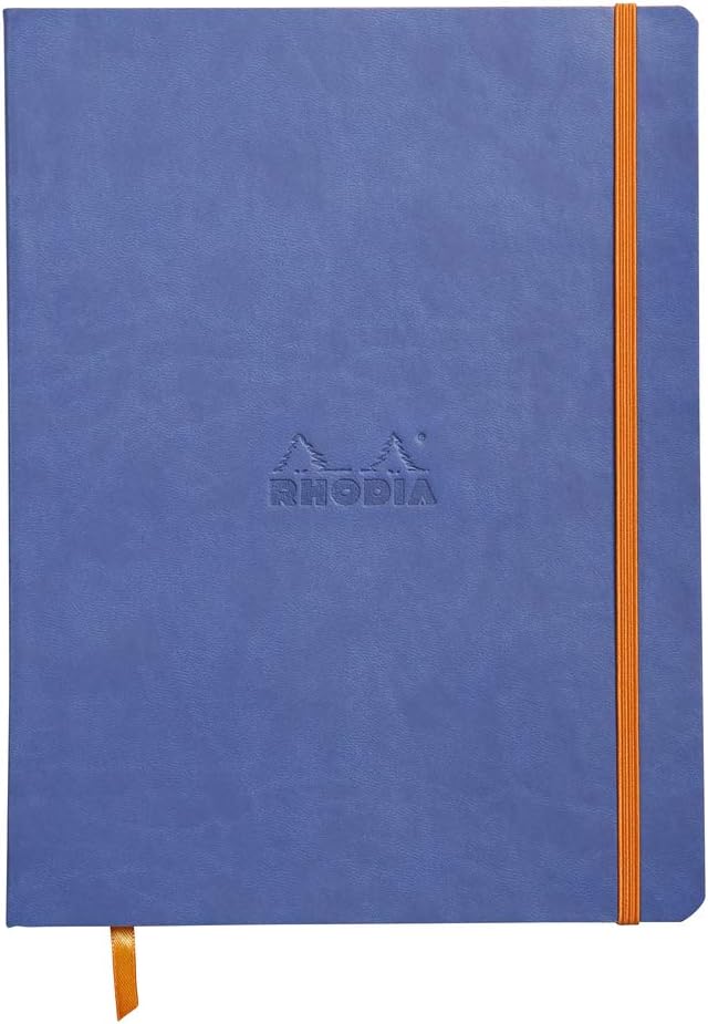RHODIA 117508C - Saphir Soft Notebook - 19x25 cm - Lined - 160 pages - Clairefontaine Ivory Paper 90 g/m - Bookmark, Elastic Closure - Faux Leather Cover - Rhodiarama Collection