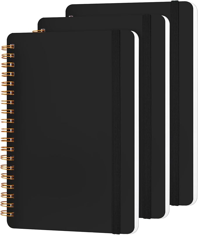Utron 3 PCS Small Spiral Notebook 5x7, Notebooks for Note Taking, Black Spiral Journal Notebook, Work Notebook Small Notebooks 5x7 with Strap, Cute Notebooks for Women 70 Sheets/Note Books