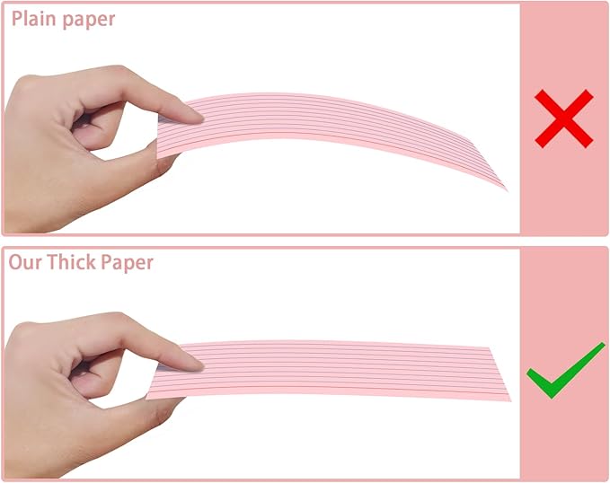 YIZUUN Pink Index Cards 3x5, 200 Pack, Ruled Index Cards, Flash Cards for Studying, Heavy Note Cards for Office, Home and School, 4 Packs of 50