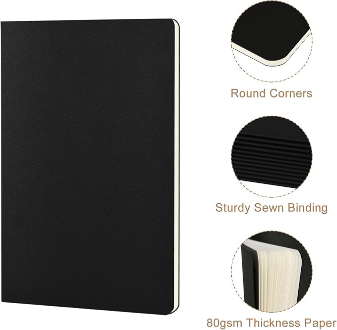 ZCZN 60 Pack Kraft Pocket Notebooks Bulk, 3.5 X 5.5 Inches Lined Paper Journaling Notebooks, 30 Sheets/60 Pages, Mini Journal Notebooks for Work, Writing, Traveler Memo Notepad(Black Cover)