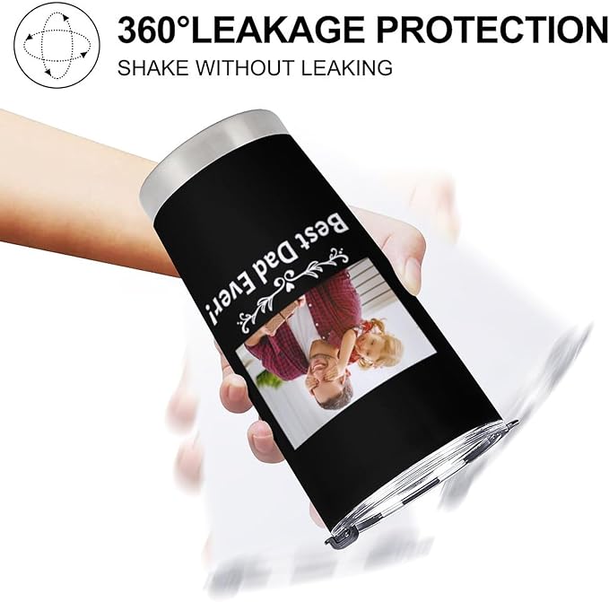 Personalized Tumbler Custom Vacuum Insulated Travel Mug Customizable Coffee Cup with Your Photos and Text Christmas Birthday Gift (One Photos+Text(two sides))
