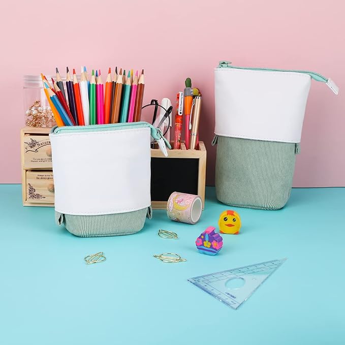 Oyachic Stand up Pencil Case Standing Pencil Holder Transformer Pencil Pouch Telescopic Pen Bag Cute Makeup Bag Cosmetic Organizer Bag Box for Women