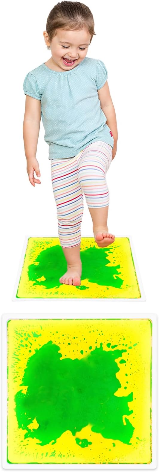 Liquid Sensory Floor Tiles for Kids: 12x12 Inch Active Play Mats for Kids Non-Toxic One-piece Glue-Free Sealing - Leakproof - Non-Slip Color-Changing Pads Stress Relief & Motor Skills Toys