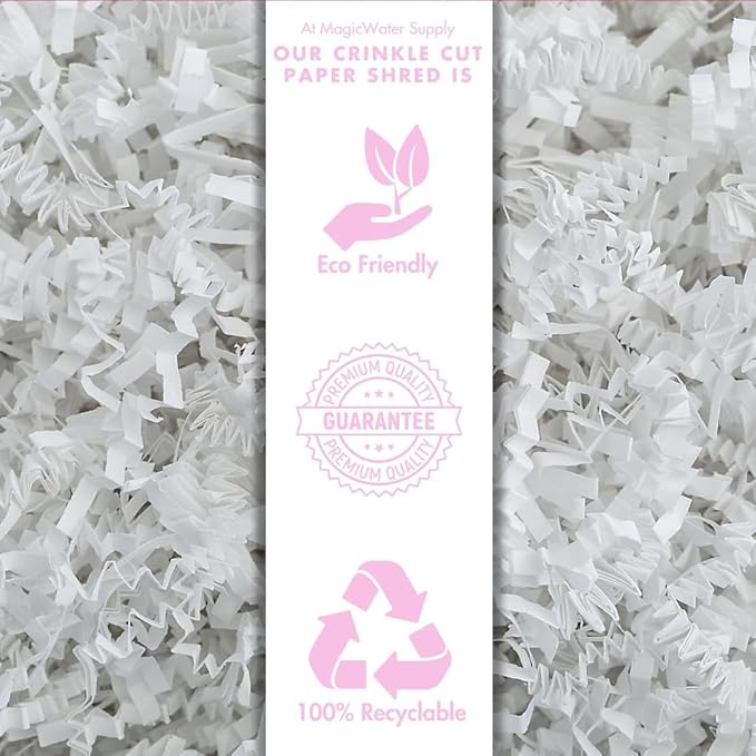 MagicWater Crinkle Cut Paper for Gift Baskets - 5LB - White - Perfect for Shredded Paper Filler, Basket Filler, Gift Boxes, Bridesmaid Gifts, Christmas Stuffers & More – Ideal for All Occasions