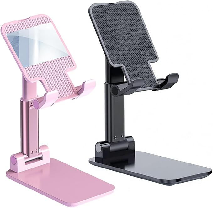Meetuo 2 Pcs Cell Phone Stand, Adjustable Angle Height Phone Stand for Desk, Foldable Portable Phone Holder for iPhone 14/13/12/Smartphones