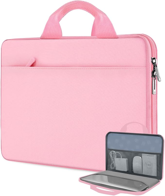 Hseok Laptop Case 13.3-14 inch Sleeve, TSA Computer Handbag Water-Resistant and Shockproof Bag Compatible with MacBook Pro/Neo 14", Mac Air/Pro 13.3" and 13"-14" Notebooks Chromebooks,Pink