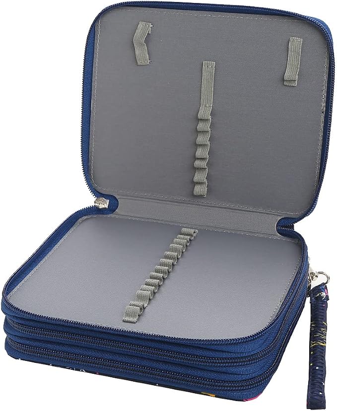 72 Slots Pencil Case Organizer w/Removal Handle Strap | 3-Layer Zipped Pencils Box Large for Colored Pencils Watercolor Pencils for Office and Travel for Artist