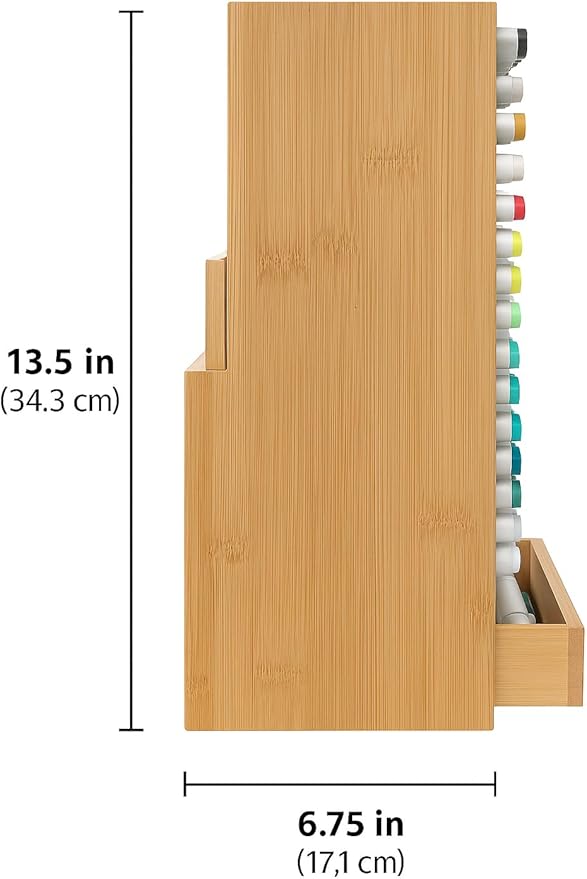 EpicGifts Alcohol Marker Organizer Storage for 168 Alcohol Markers With Marker Storage Drawer and Coloring Book Holder Slot - Bamboo Wooden Marker Storage Organizer