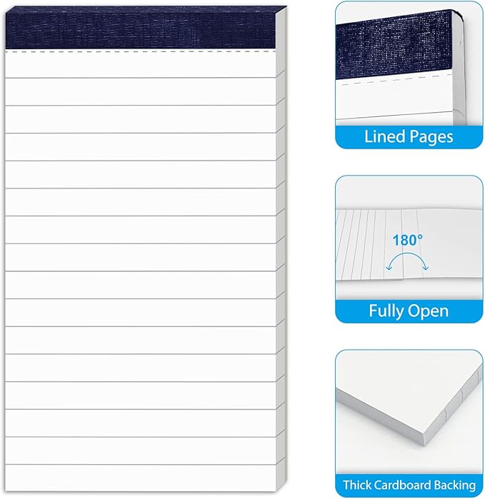 12 Pack Note Pads 3x5 Inch Small Lined Writing Memo Pads Refills Easy Tear Off no Rip Writing Pads with 50 Sheets Each Pad Narrow Ruled Mini Pocket Notepad for Daily Planning and Organization of Work