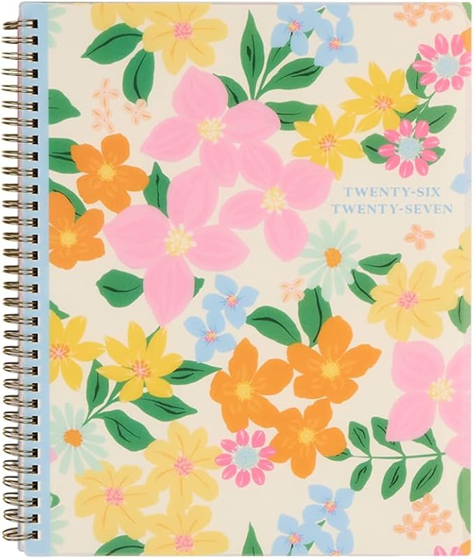 Organized by Happy Planner Twin-Loop Dated 12-Month July 2026–June 2027 Academic Planner, Big Size, 8.5" x 11", Academic Layout, Ditzy Garden