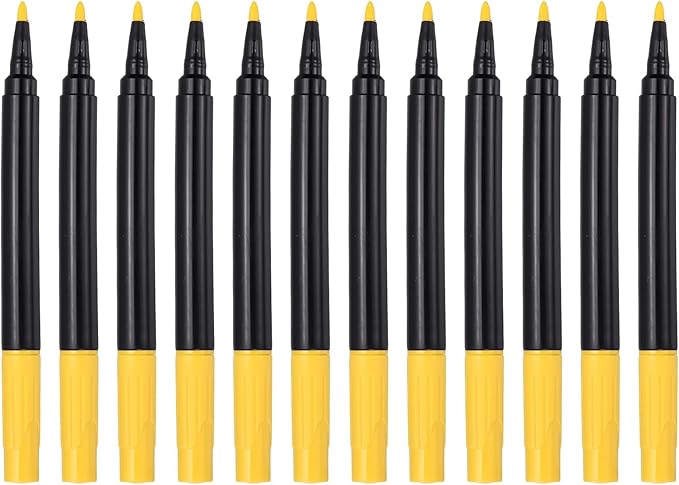 PATIKIL Liquid Chalk Markers, 12 Pcs Chalk Board Dry Wet Erase Pens Fine Tip Washable Window Marker Pens for Blackboard Home Kitchen Fridge Calendar Whiteboard Clear Glass, Bright Yellow