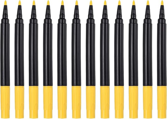 PATIKIL Liquid Chalk Markers, 12 Pcs Chalk Board Dry Wet Erase Pens Fine Tip Washable Window Marker Pens for Blackboard Home Kitchen Fridge Calendar Whiteboard Clear Glass, Bright Yellow