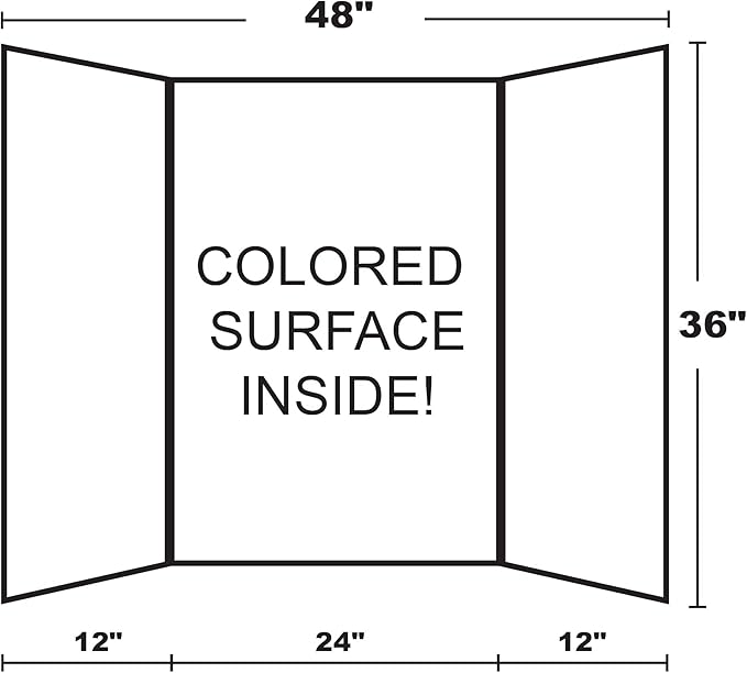 BAZIC Products Trifold Poster Board – Assorted Color Corrugated Cardboard Display Board for School Projects, Science Fairs, Photos, Charts, and Classroom Presentations, 36" X 48", 24-Pack