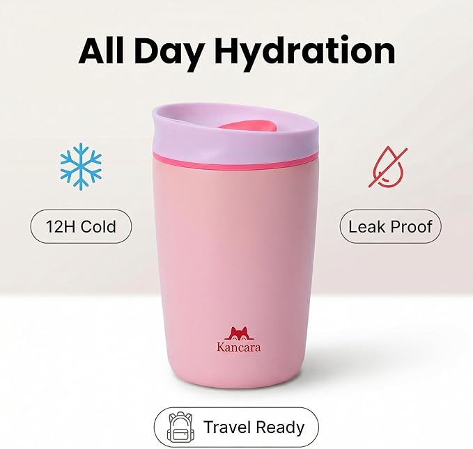 12 oz coffee tumbler Insulated coffee mug with lid Slider Insulated Stainless Steel Coffee Tumbler, Travel Mug for Hot and Iced Beverages insulated travel coffee mug (pink)
