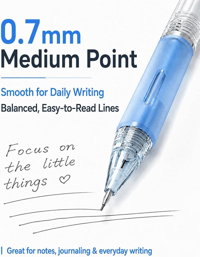 Four Candies Cute Mechanical Pencil Set, 3-Pack 0.7mm | 360 Lead Refills, 3 Erasers, 9 Eraser Refills, Non-Slip Rubber Grips, Aesthetic Design, for Daily Writing and Drawing