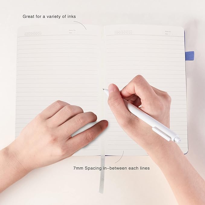 Lined Journal Notebooks with Pen Loop, Hardcover Notebook Journal for Work, 100Gsm Premium Thick Paper with Inner Pocket, Medium 5.7"x8.4", （Purple, Ruled）