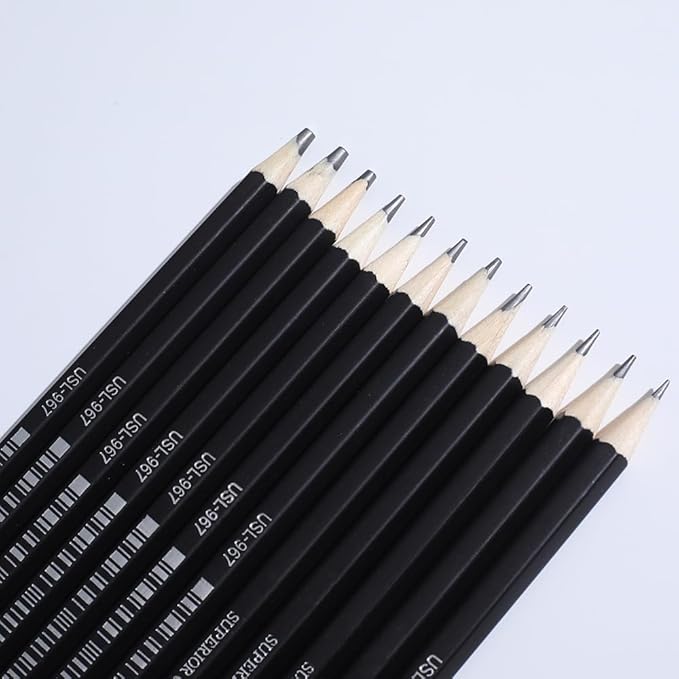 YYMIYU 12pcs Sketch Pencil Set 8B, 7B, 6B, 5B, 4B, 3B, 2B, B, HB, F, H, 2H, Ideal For Drawing Art, Sketching, Shading, Artist Pencils For Beginners & Pro Art