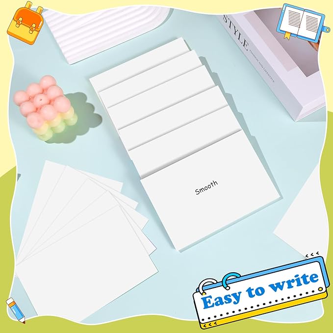 Blank Index Cards 4x6 Inch White Flash Cards Flashcards Heavyweight Note Cards for Studying School Office Supplies, 162 Count