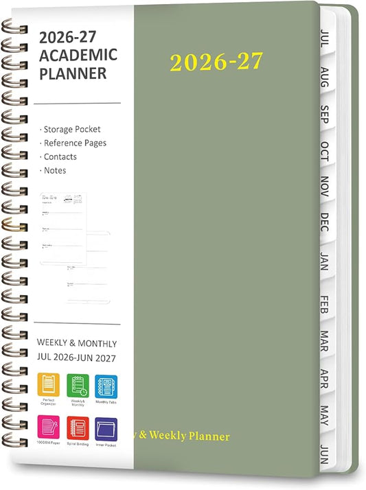 Planner 2026-2027, Weekly and Monthly Academic Year Calendar Planner, July 2026 - June 2027, Daily Agenda Book for Office School Supplies, A5(6.3'' x 8.5'')