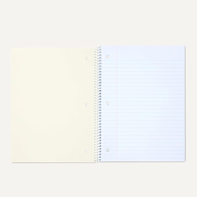 Amazon Basics Wide-Ruled Spiral Notebooks with Perforated Pages, 70 Sheets, 8" x 10.5", Light Blue, 2-Pack