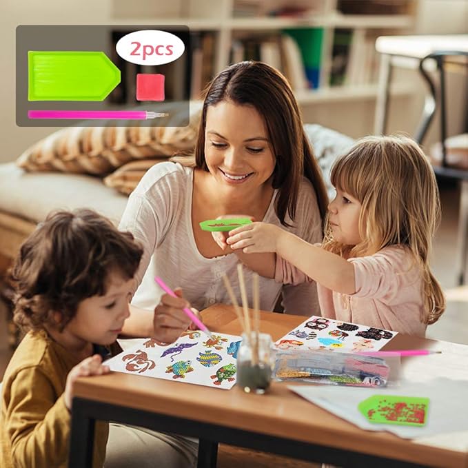 Labeol Diamond Art Kits for Kids Boys and Girls Ages 6-8-10-12 Easy to DIY Creative Diamond Art Sticker Craft by Numbers Kits for Kids and Adult Beginners (Animal)