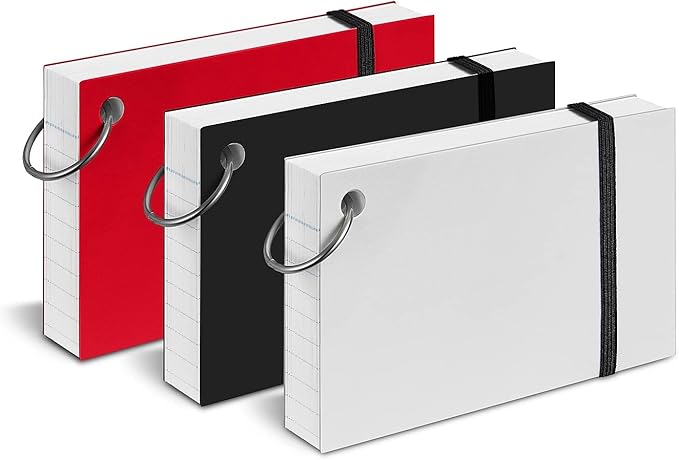 Staples Ring‑Bound Index Cards, 3" x 5", Lined, White – Portable Cards with Blue Poly Cover for Studying & Organization