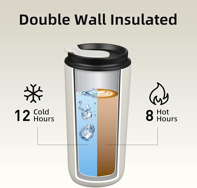 BJPKPK 3 Pack 16oz Travel Coffee Mugs, Insulated Stainless Steel Tumblers with Leak-Proof Lids, BPA Free, Dishwasher Safe Bulk Tumbler Set for Gifts & Daily Use,White