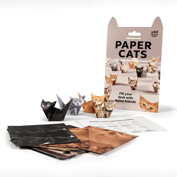 clould fitness DIY Paper Cats Kit, 50 Sheets DIY Origami Paper to Fold Cute Cat Figures, Desk Decor and Gift for Pet Lovers (Cat)