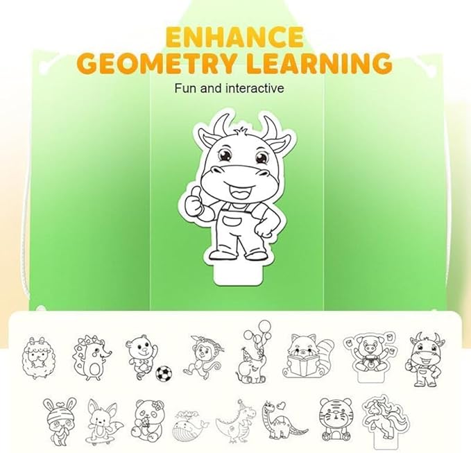 Pull String 3D Geometry Learning Book - Fun Volume & Surface Area Formula Teaching Tool with Braided Rope Design (9-Model Version)