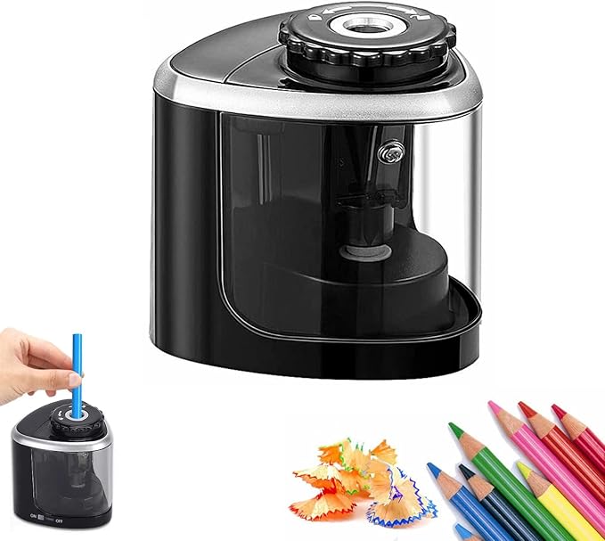 Electric Pencil Sharpeners Powerful Stall-Free Motor Portable Electric Battery Operated Pencil Sharpener Battery Powered Classroom Pencil Sharpeners for School Home Office Classroom