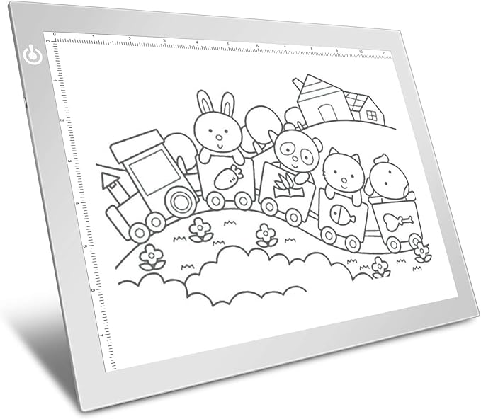 Silver A4 Dimmable LED Artcraft Light Box Tracer Slim Light Pad Portable Tablet, USB Power Cable Copy Drawing Board Tracing Table for Artists Designing, Animation, Sketching, Stenciling X-ray Viewing